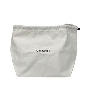 Large Chanel Makeup Pouch. White with black drawstring. Cotton. NWOT